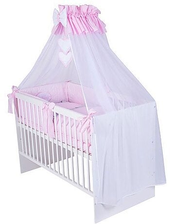 Lit bébé à barreaux avec matelas et parure 11 pièces - kmbaby