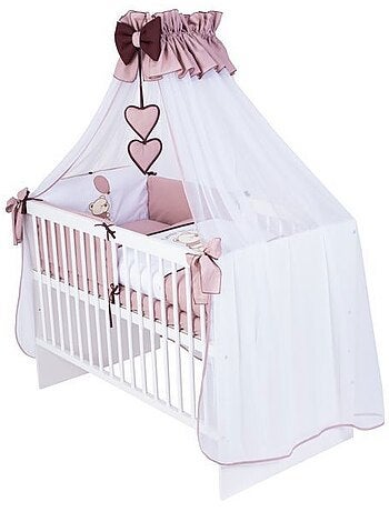 Lit bébé à barreaux avec matelas et parure 11 pièces ourson ballon - kmbaby