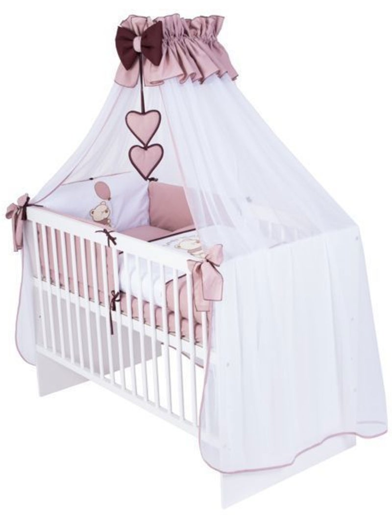 Lit bébé à barreaux avec matelas et parure 11 pièces ourson ballon - kmbaby Blanc Marron - Kiabi