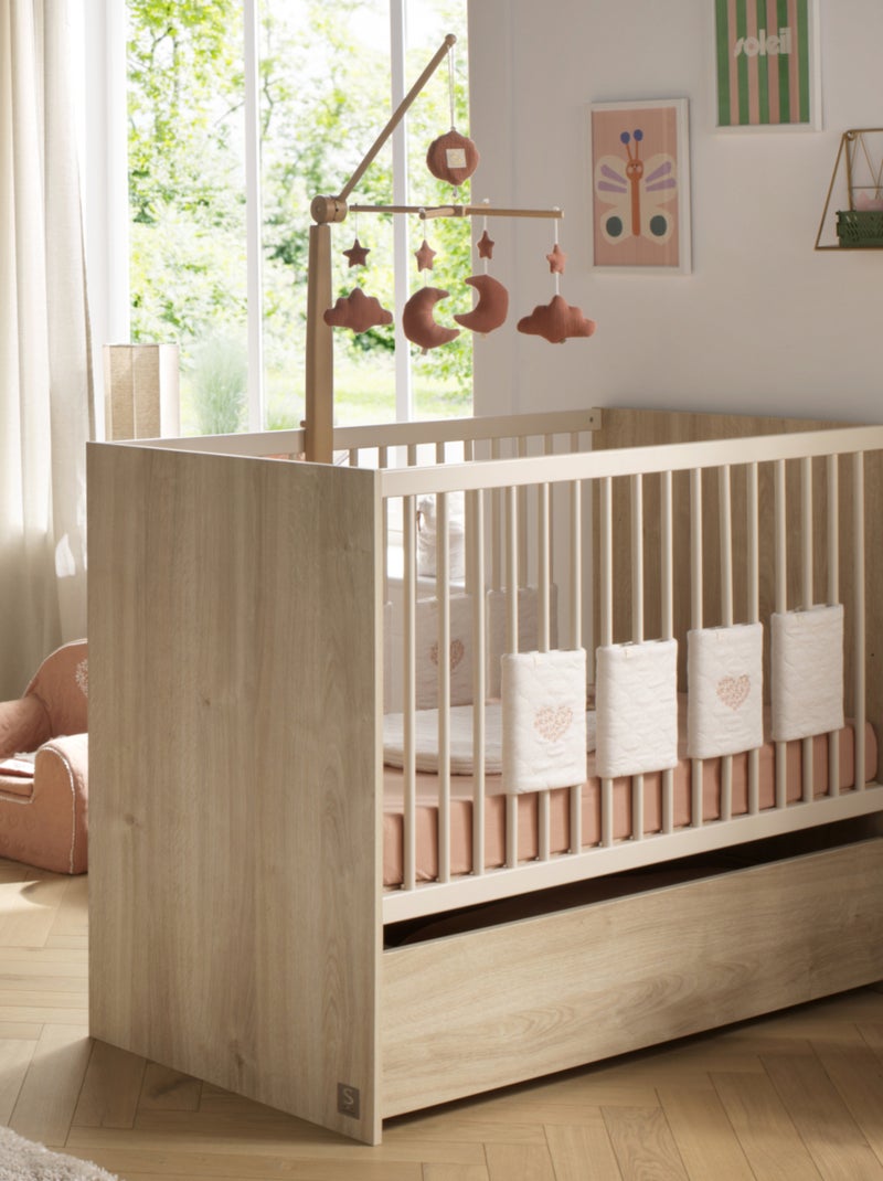 Lit bébé à barreaux avec têtes en panneaux - Marron - Kiabi