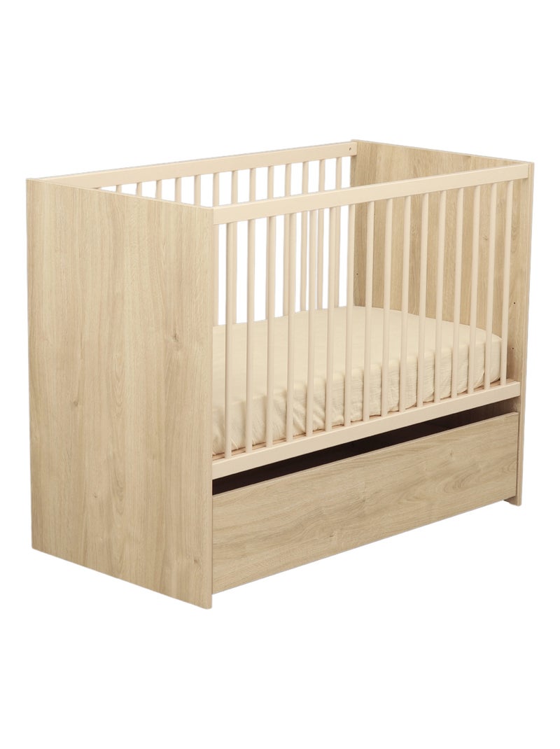 Lit bébé à barreaux avec têtes en panneaux - SAUTHON Marron - Kiabi