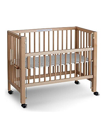 Lit bébé à barreaux cododo Maxi Boxspring en hêtre massif
