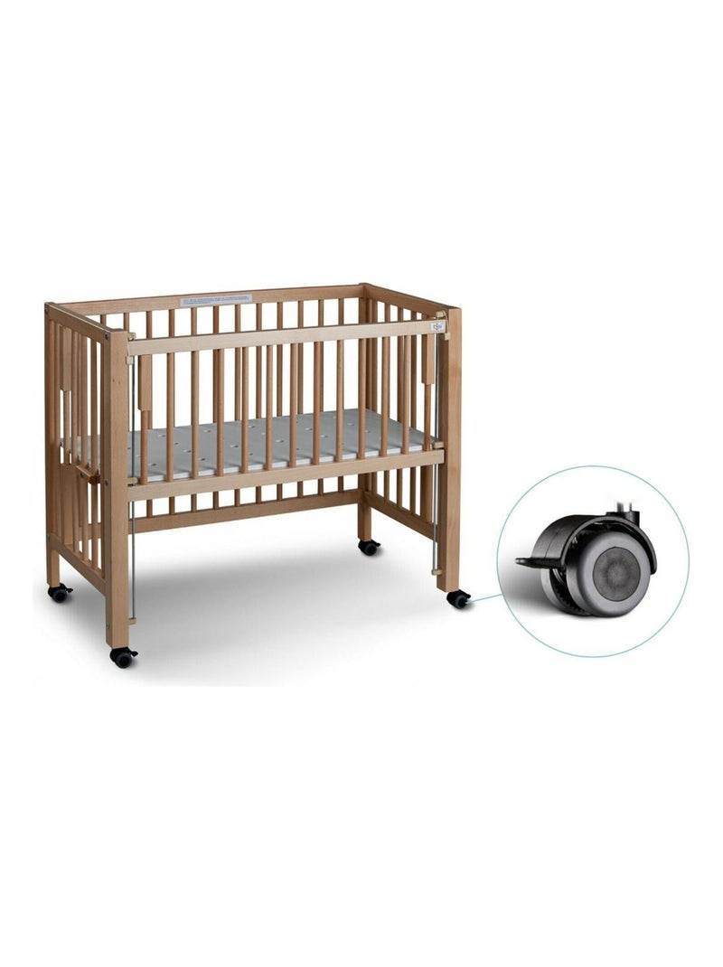 Lit bébé à barreaux cododo Maxi Boxspring en hêtre massif Beige - Kiabi