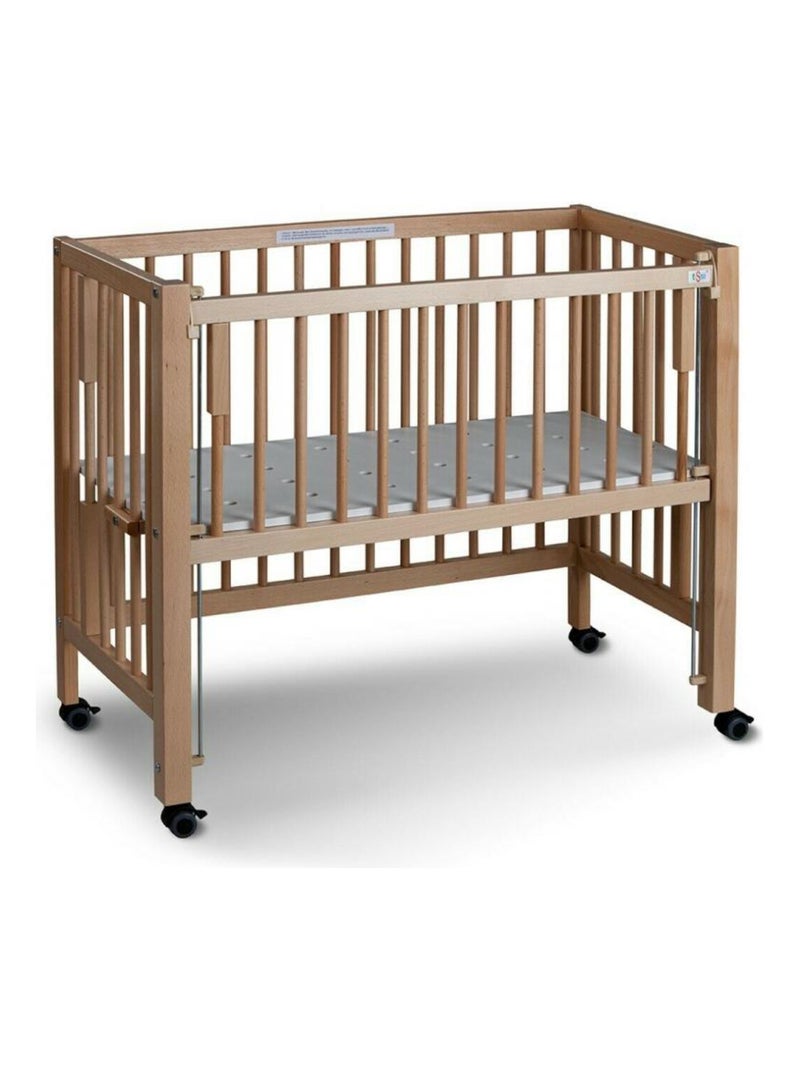Lit bébé à barreaux cododo Maxi Boxspring en hêtre massif Beige - Kiabi