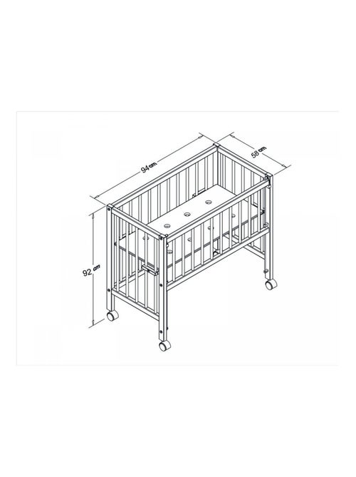 Lit bébé à barreaux cododo Maxi Boxspring en hêtre massif - Kiabi