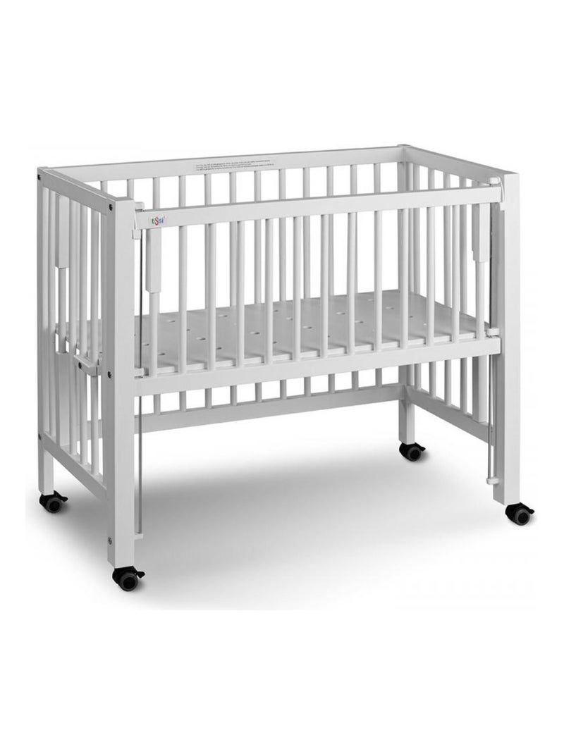 Lit bébé à barreaux cododo Maxi Boxspring en hêtre massif Blanc - Kiabi