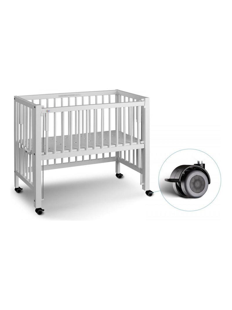 Lit bébé à barreaux cododo Maxi Boxspring en hêtre massif Blanc - Kiabi