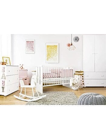 Lit bébé à barreaux en bois de pin et mdf, sommier réglable - kmbaby