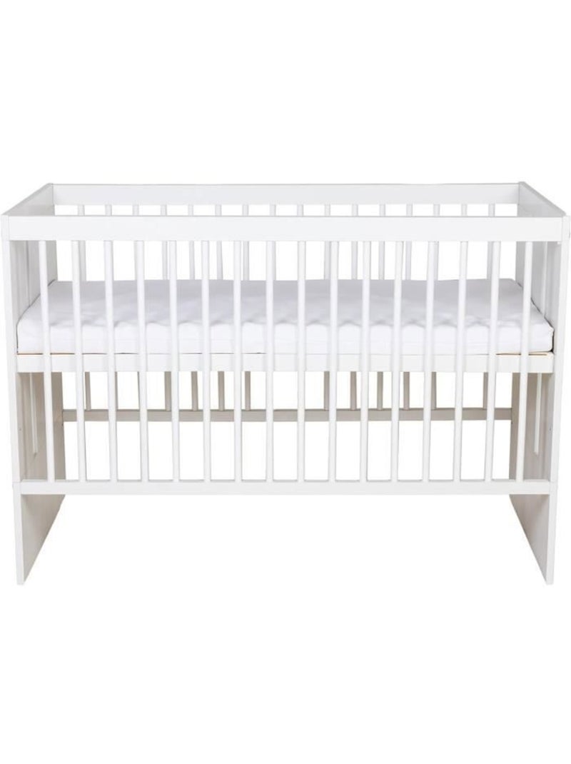 Lit bébé à barreaux en bois de pin et mdf, sommier réglable - kmbaby Blanc - Kiabi