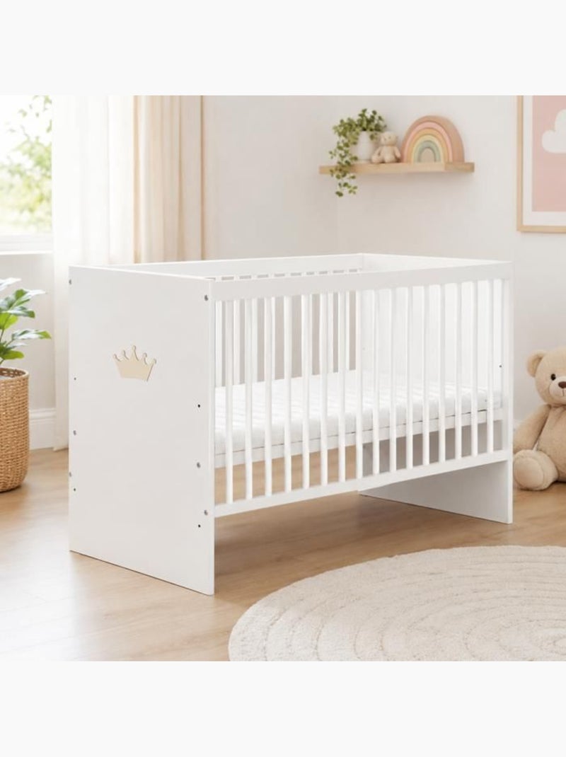 Lit bébé avec matelas - sommier 3 hauteurs, 3 barreaux amovibles - kmbaby Blanc Beige - Kiabi