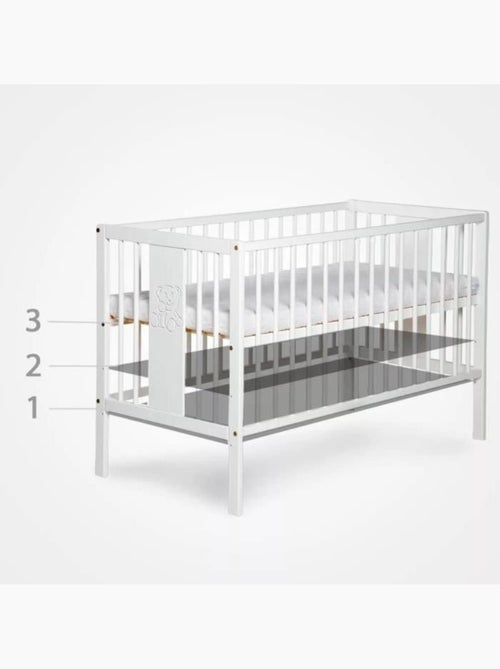Lit bébé avec matelas - sommier 3 hauteurs, 3 barreaux amovibles - kmbaby - Kiabi