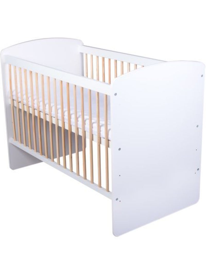 Lit bébé avec matelas - sommier 3 hauteurs, barreaux amovibles - kmbaby Blanc Beige - Kiabi