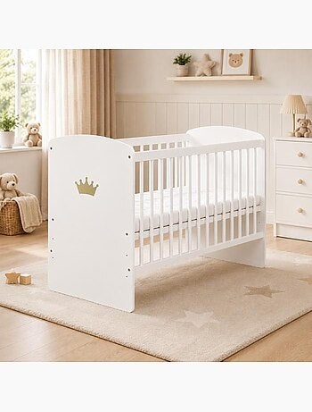Lit bébé avec matelas - sommier réglable 3 hauteurs, 3 barreaux amovibles - kmbaby