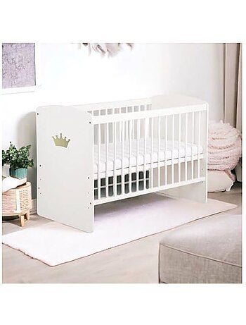 Lit bébé avec matelas - sommier réglable 3 hauteurs, 3 barreaux amovibles - kmbaby