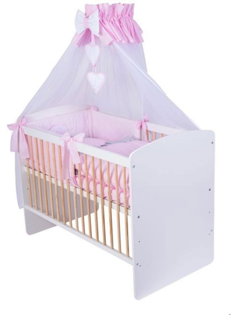 Lit bébé avec matelas et parure 11 pièces - sommier réglable - kmbaby Blanc / Rose / Beige - Kiabi