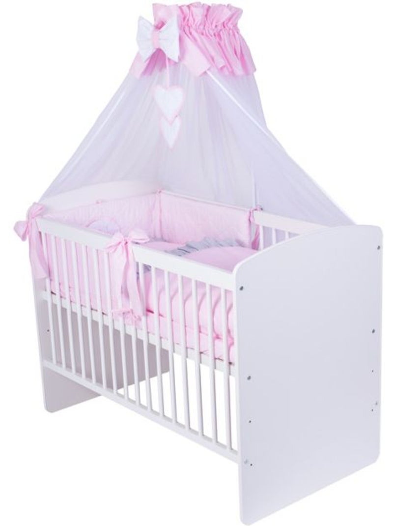 Lit bébé avec matelas et parure 11 pièces - sommier réglable - kmbaby Blanc Rose Gris - Kiabi