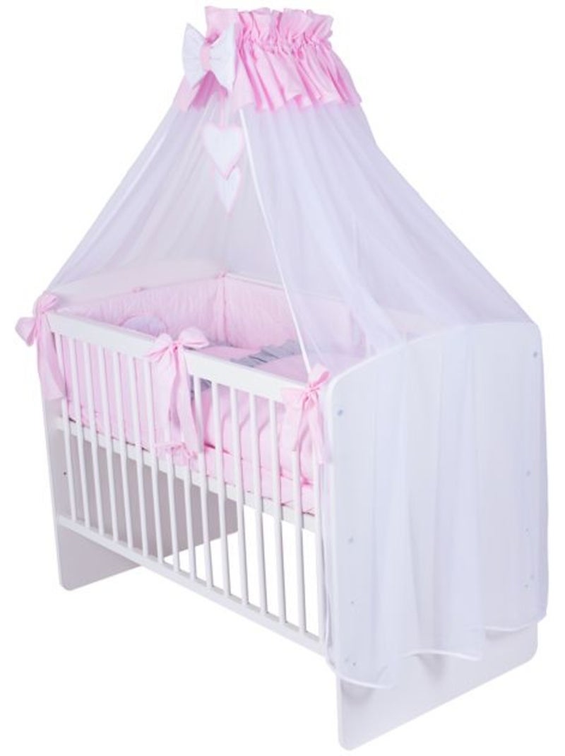 Lit bébé avec matelas et parure 11 pièces - sommier réglable - kmbaby Blanc Rose Gris - Kiabi