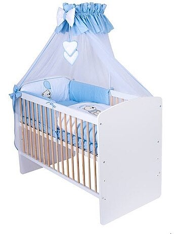 Lit bébé à barreaux avec matelas et parure 11 pièces ourson ballon - kmbaby