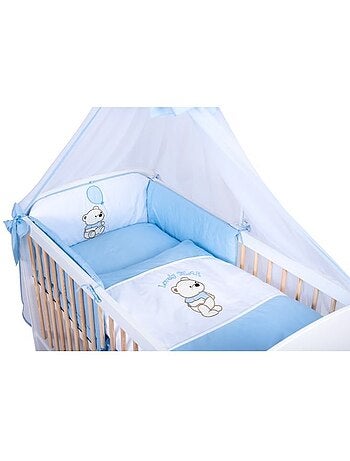 Lit bébé à barreaux avec matelas et parure 11 pièces ourson ballon - kmbaby