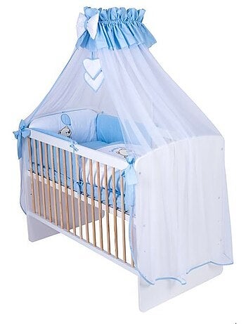 Lit bébé à barreaux avec matelas et parure 11 pièces ourson ballon - kmbaby