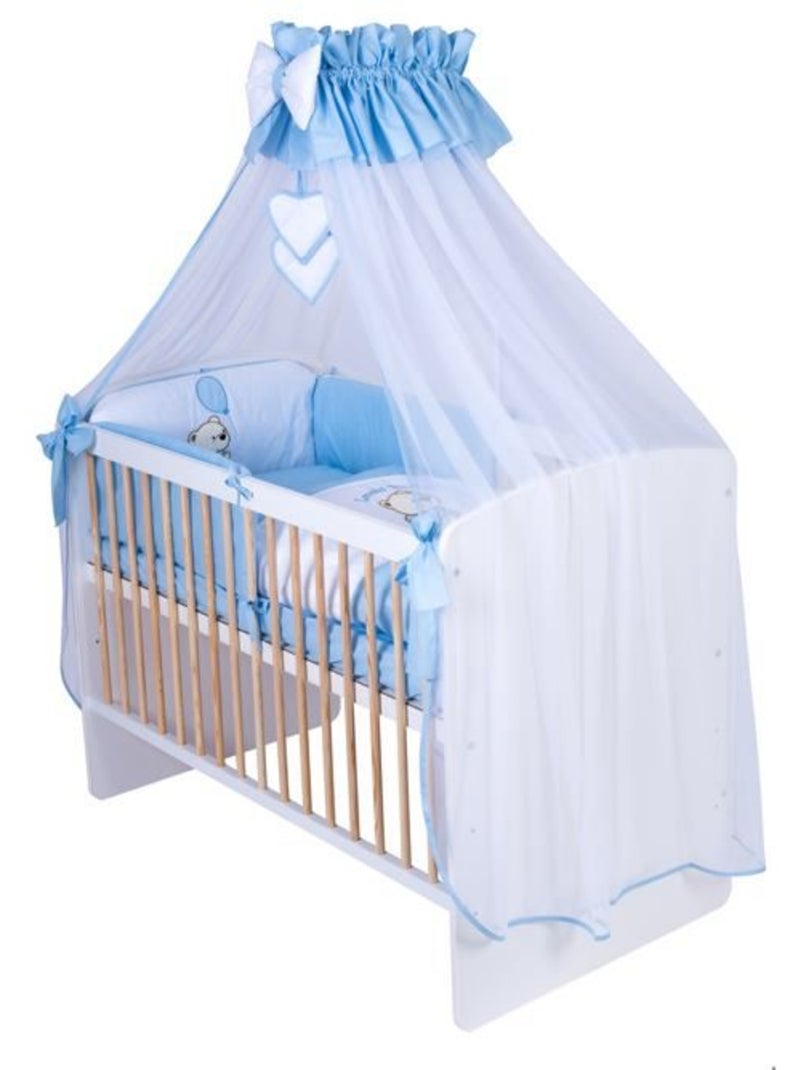 Lit bébé avec matelas + parure 11 pièces motif ourson ballon - KMBABY Blanc Beige Bleu - Kiabi