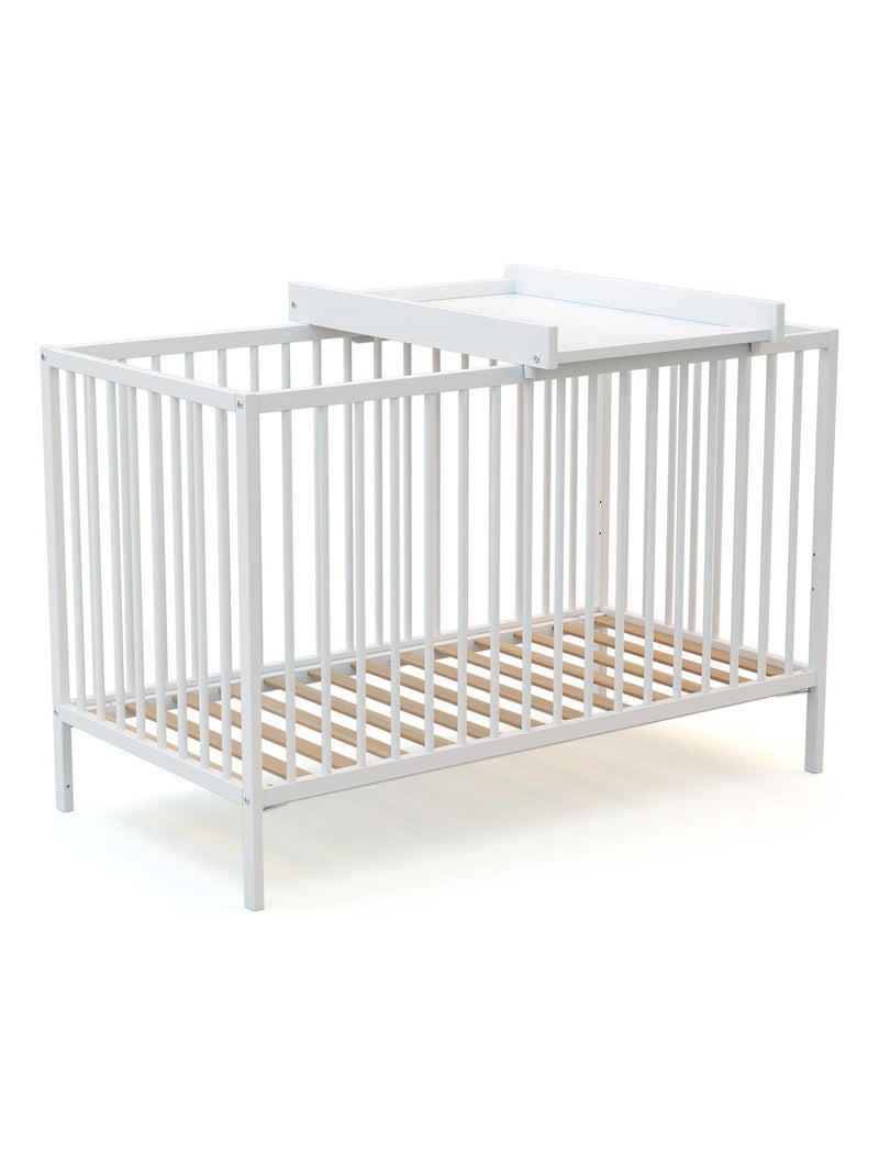 Lit bébé avec plan à langer en bois Blanc - Kiabi