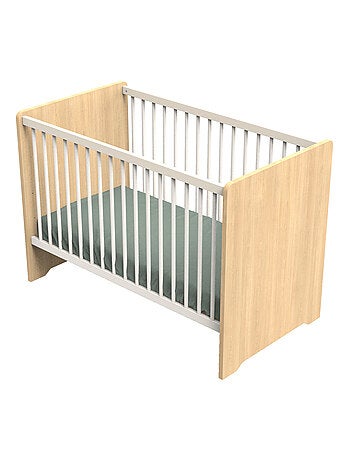 Lit bébé avec têtes de lit arrondies en bois décor chêne miel - SAUTHON