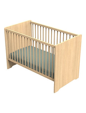 Lit bébé avec têtes de lit arrondies en bois décor chêne miel - SAUTHON