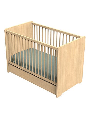 Lit bébé avec têtes de lit arrondies en bois décor chêne miel - SAUTHON