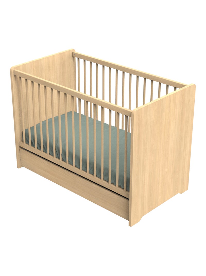 Lit bébé avec têtes de lit arrondies en bois décor chêne miel - SAUTHON Marron - Kiabi
