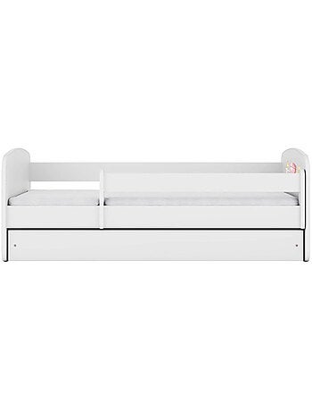 Lit bébé ballon et licornes blanc avec tiroir sans matelas 140/70