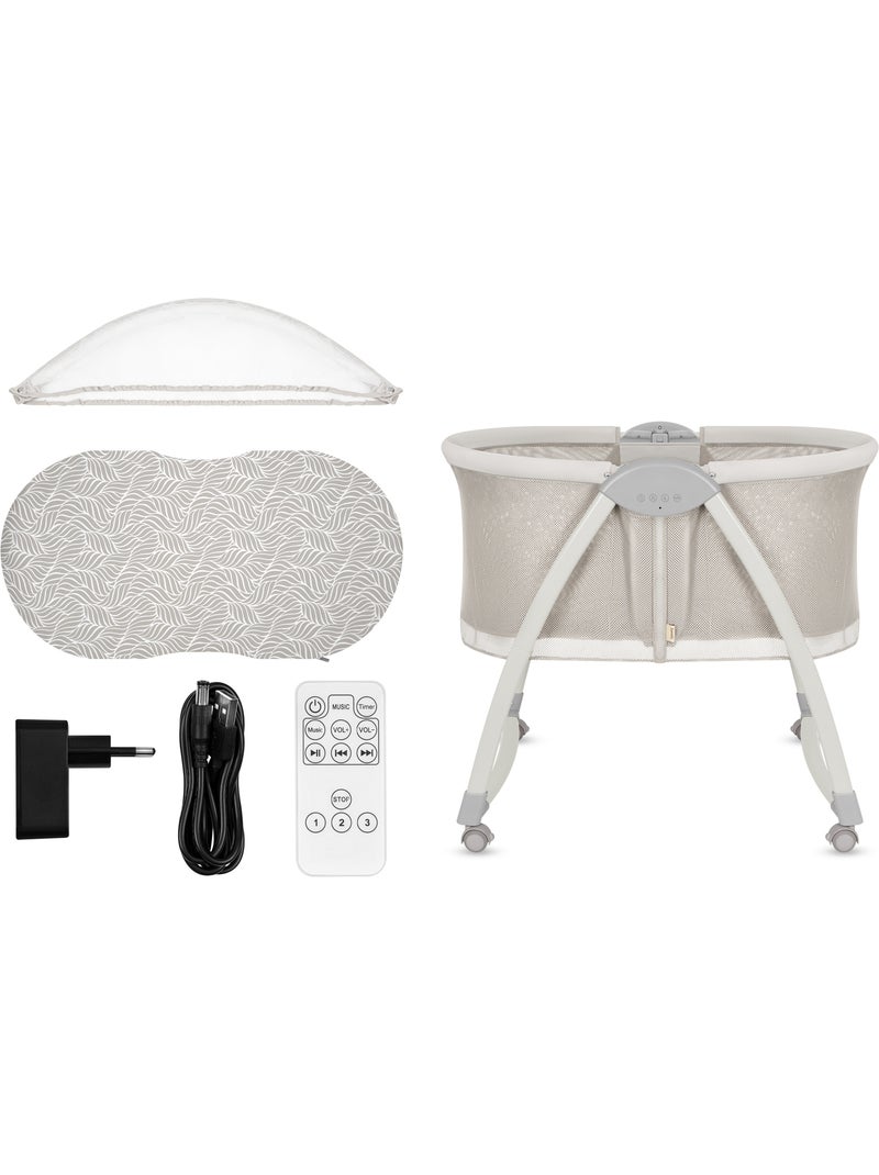 Lit bébé Berceau 2en1 LIONELO Gaya - Pliable - 4 roues - Moustiquaire Beige clair - Kiabi