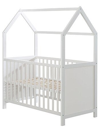 Lit bébé cabane 60 x 120 en bois FSC convertible en cododo et canapé ROBA