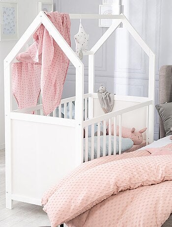 Lit bébé cabane 60 x 120 en bois FSC convertible en cododo et canapé ROBA