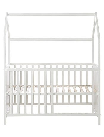 Lit bébé cabane 60 x 120 en bois FSC convertible en cododo et canapé ROBA