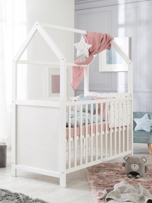 Lit bébé cabane 60 x 120 en bois FSC convertible en cododo et canapé ROBA - Kiabi