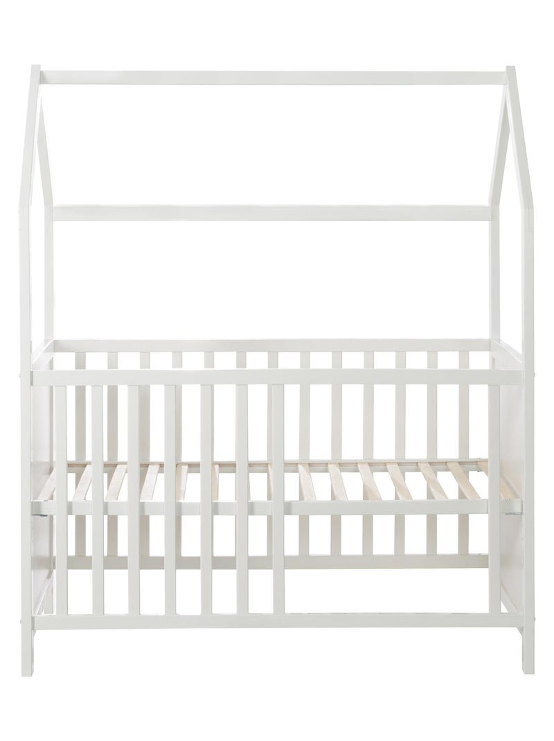 Lit bébé cabane 60 x 120 en bois FSC convertible en cododo et canapé ROBA Blanc - Kiabi