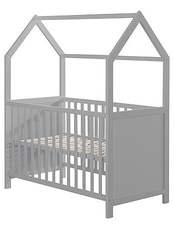 Lit bébé cabane 60 x 120 en bois FSC convertible en cododo et canapé ROBA