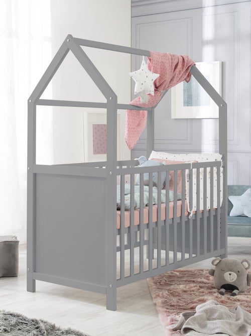 Lit bébé cabane 60 x 120 en bois FSC convertible en cododo et canapé ROBA - Kiabi