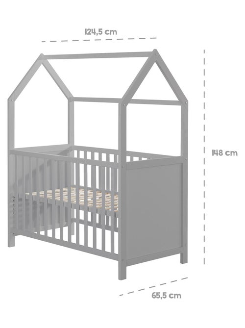 Lit bébé cabane 60 x 120 en bois FSC convertible en cododo et canapé ROBA - Kiabi