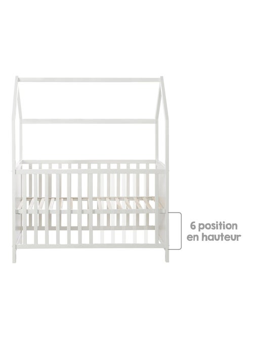 Lit bébé cabane 60 x 120 en bois FSC convertible en cododo et canapé ROBA - Kiabi