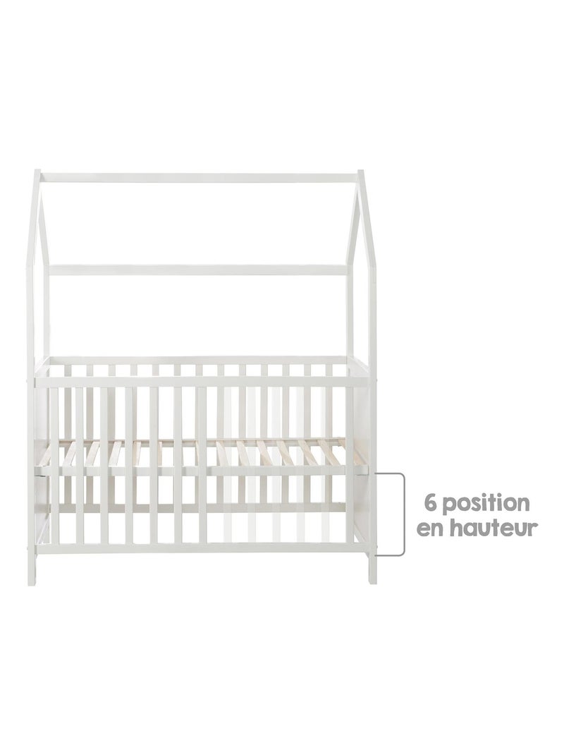 Lit bébé cabane 60 x 120 en bois FSC convertible en cododo et canapé ROBA Gris taupe - Kiabi