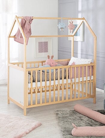 Lit bébé cabane 70 x 140 évolutif transformable en lit junior bois FSC - ROBA