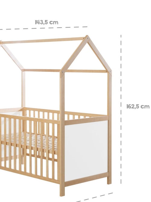 Lit bébé cabane 70 x 140 évolutif transformable en lit junior bois FSC - ROBA - Kiabi