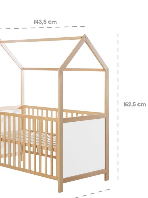 Lit bébé cabane 70 x 140 évolutif transformable en lit junior bois FSC - ROBA - Kiabi