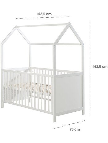 Lit bébé cabane 70 x 140 évolutif transformable en lit junior bois FSC - ROBA