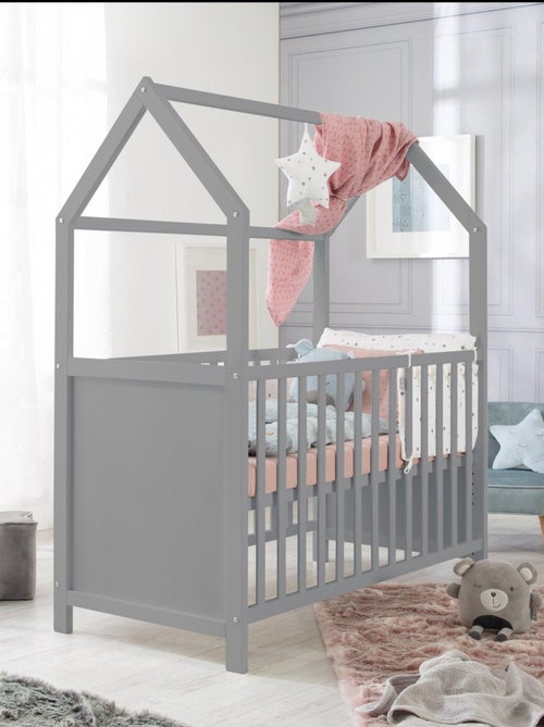 Lit bébé cabane 70 x 140 évolutif transformable en lit junior bois FSC - ROBA - Kiabi