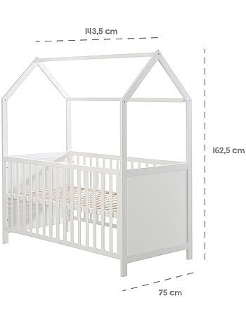 Lit bébé cabane 70 x 140 évolutif transformable en lit junior bois FSC - ROBA