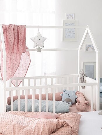 Lit bébé cabane avec plan et matelas à langer - Convertible en lit cododo 'Roba'