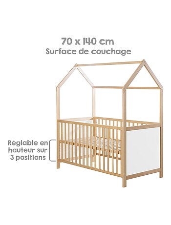 Lit bébé cabane évolutif transformable en lit junior bois FSC - ROBA